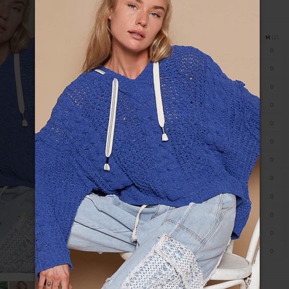 POL “ Stacy 3 “ POL Cable Knit Chenille Sweater with Drawstring Hood 65 - Picture 4 of 9